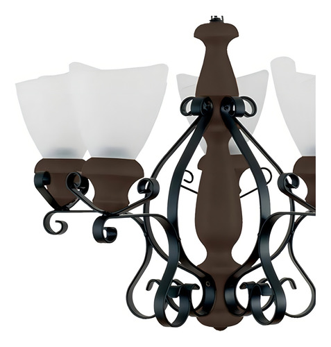 Lustre Rústico Envelhecido Artis 5 Lâmpadas Muller 7035e Cor Preto 110v/220v