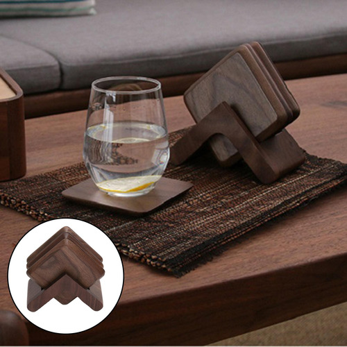 Juego De 6 Posavasos Con Posavasos De Mesa Para Nogal Negro