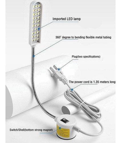 220v Máquina De Coser Ropa 20 Led Tornos De Luz
