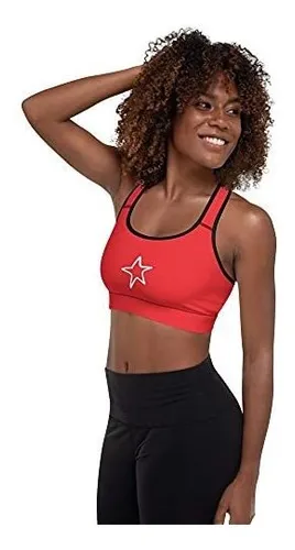 Tops - 4th Of July Star | Red Padded Sports Bra | Just Abi A