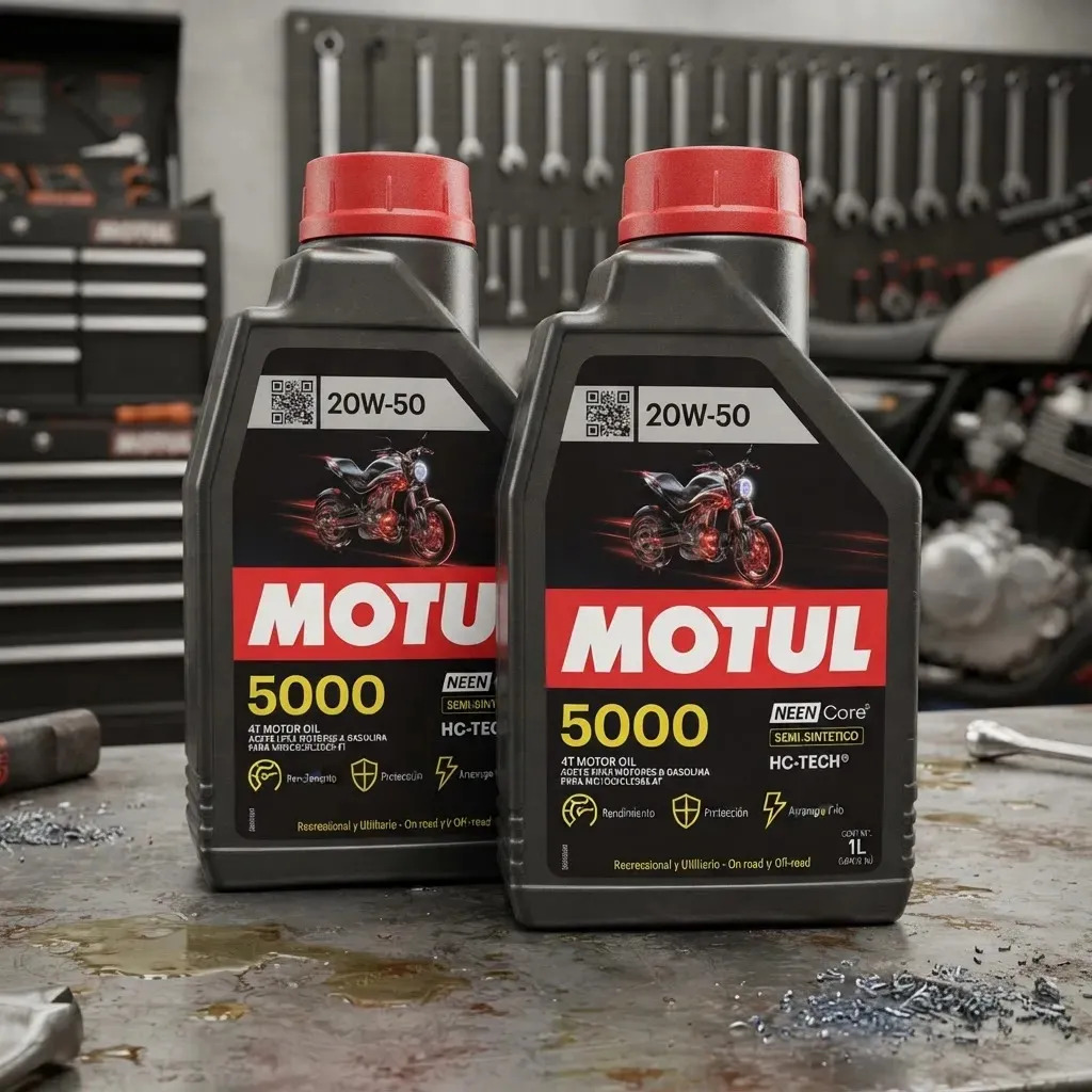 Aceite para motor Motul 100% Semi Sintetico 20W-50 para moto/cuatriciclo de 2 unidades x 1L / 2L