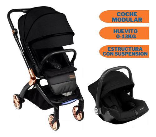 Imagen 3 de 8 de Coche Cuna Bebe Compacto Bumeran Mega Baby 360º Con Huevito