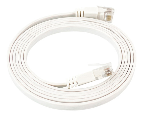 Patch Cord Flat Flexível Rj45 Cat6 1,5 Mts Branco Giga Lan