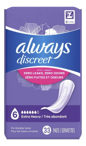 Always Discreet Incontinence Pads, Regular, 33 Ct