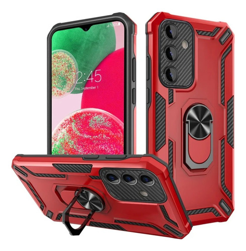 Funda Para Zte A71 Robot + Ring Metálico Rojo