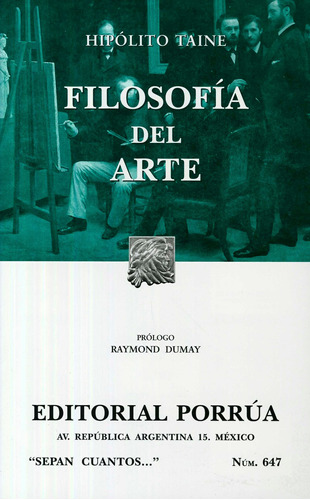 Libro Filosofía Del Arte Hipolito A. Taine Libros Porrua