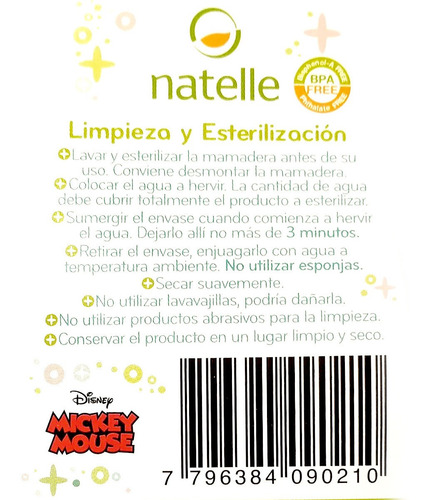 Imagen 4 de 4 de Mamadera Tetina Silicona Flujo Medio 250ml 3m+ Mickey Disney