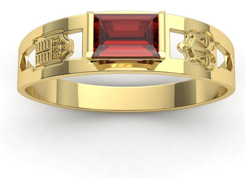 Anel Formatura Pedra Carrê Masculino Ouro 18k