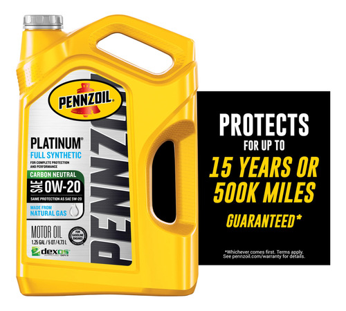 Pennzoil Platinum Full Synthetic 0w-20 Motor Oil (5 Cuartos,