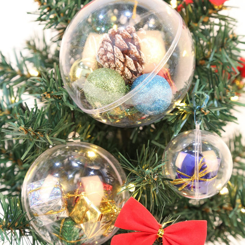 20 Adornos Rellenables Plástico Transparente Bola Navidad