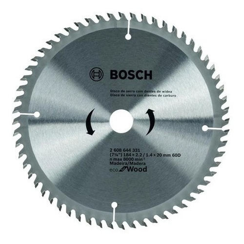 Hoja Sierra Circular Eco Bosch Para Madera 7 1/14 184mm 60d