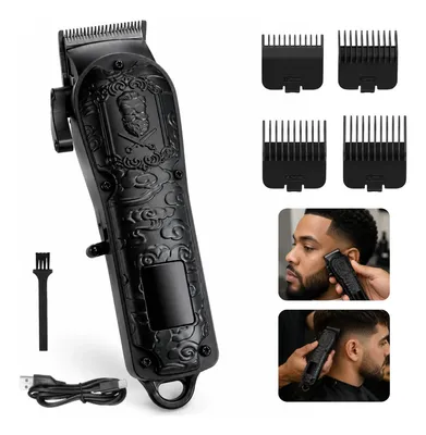 Máquina De Cortar Cabelo Profissional Sem Fio Display Led Preto 127/220v