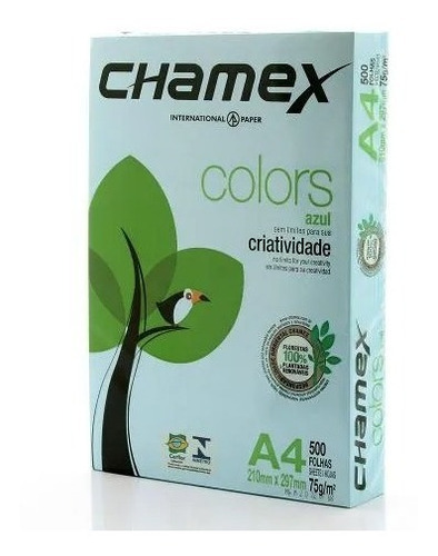 Papel Sulfite Colors Azul 75g A4 210x297mm Pt 500 Fl Chamex