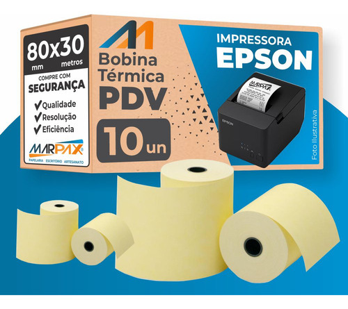 Bobina Térmica 80mmx30m Epson Para Pdv Marpax 10un