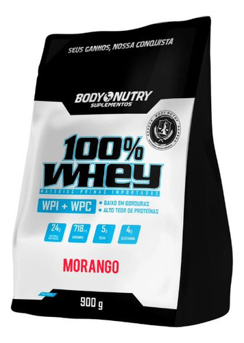 Whey 100% Morango 900g - Body Nutry