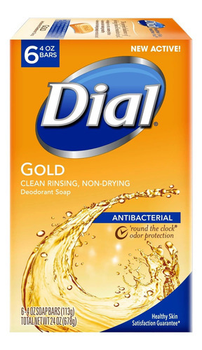 Dial Jabn De Barra Antibacteriano Dorado, Seis Barras De 4 O