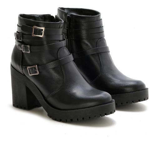 Bota Coturno Feminina Tratorado Sb Shoes Em Couro Ref. 1990