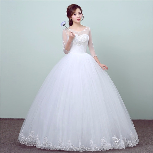 Vestido Novia Princesa Manga 3/4 Gasa, Apliqués Y Bordado | Meses sin intereses Vestido Novia Princesa Manga 3/4 Gasa, Apliqués Y Bordado | Meses sin intereses