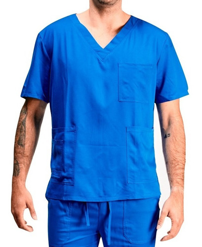 Top Polera Uniforme Clinico Hombre -azul Rey- One Stitches