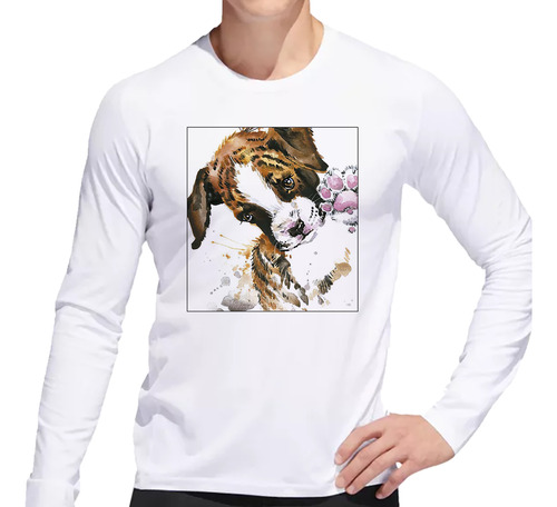 Remera Hombre Ml Animal Perro Tierno Acuarela Huella Pata