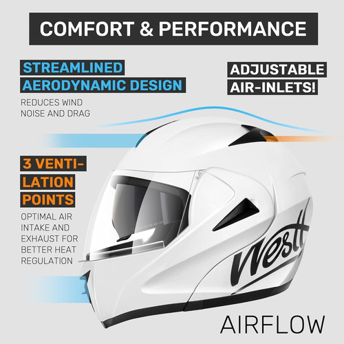 Casco Modular Westt Torque Doble Visera 1.55 Kg Adultos