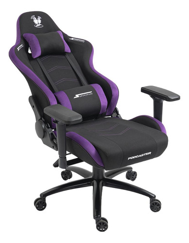 Cadeira Gamer Podcaster, Reclinável, 4d, Preta E Roxa