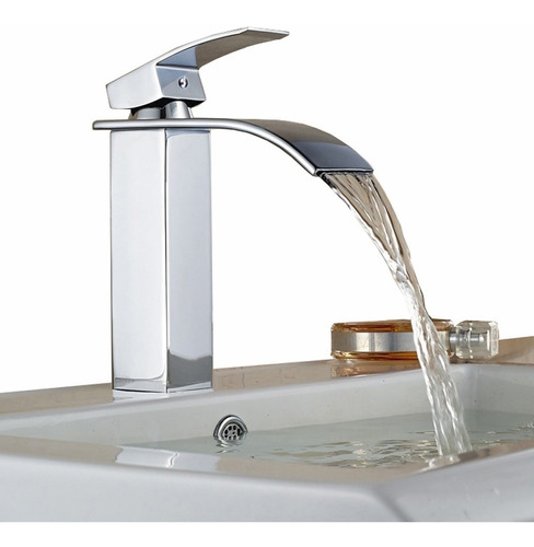 Torneira Baixa Cascata Slim Com Misturador Monocomando Metal