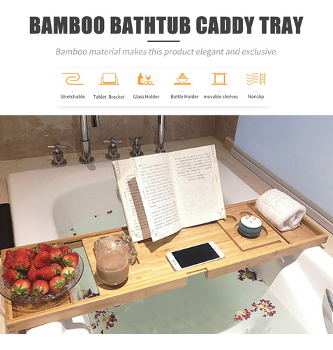 Organizador De Bañera Color M Bandeja Para Bañera De Bambú Organizador De Bañera Color M Bandeja Para Bañera De Bambú