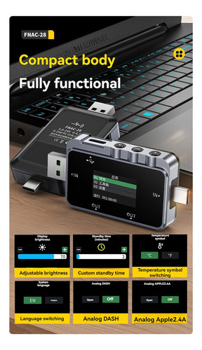 Voltímetro Digital Usb Tester, Amperímetro Con Pantalla Lcd