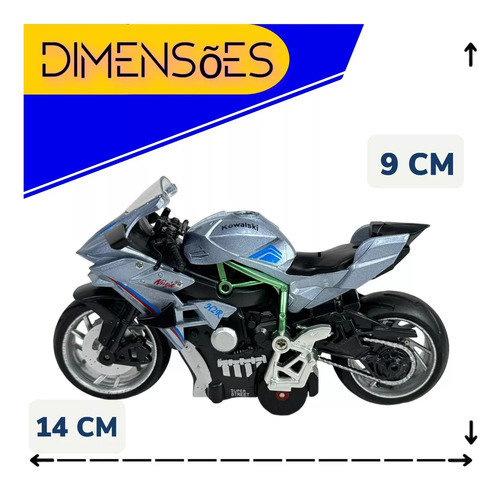 Motocicleta Kawasaki Ninja H2-r Con Luz Y Sonido 1-18 Negro Negro