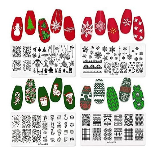 Plantillas De Estampado De Uñas Navideñas - Snowflakes,