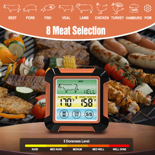 Termómetro De Carne Digital Con Sonda Larga Mejorado Termóme