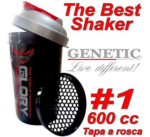 Imagen 3 de 10 de 10 Vasos Shaker Black Glory Genetic 600ml Proteína Sin Grumo