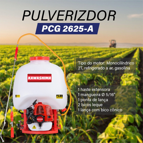 Pulverizador Costal Pcg 2625-a Kawashima Com Motor 25,6cc
