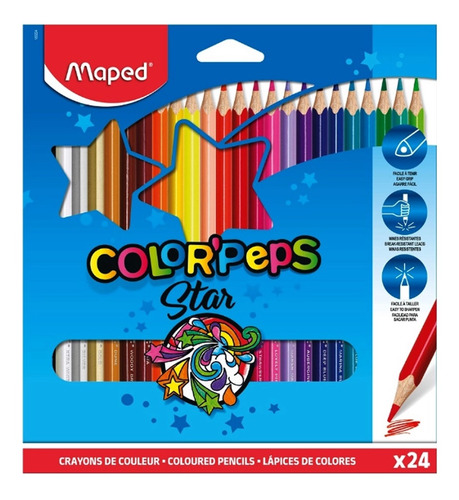 Lápis De Cor Maped Color Peps Star Com 24 Cores Escolar