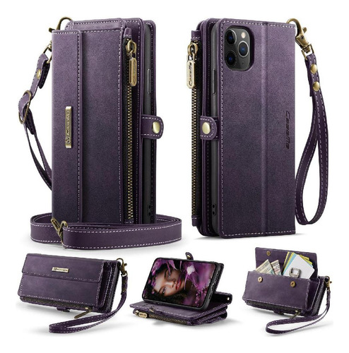 Capa Tipo Carteira Para iPhone 11 Pro Max Em Couro Pu Removí