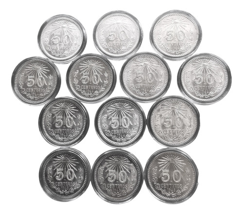 Lote De 5 Monedas Plata 0720 50 Centavos Resplandor 1940 S