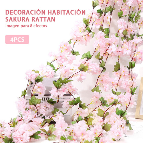 4pcs Flores Artificial De Cerezo Decorativas Para Boda Hogar