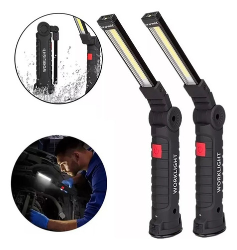 2pcluz De Trabajo Led Linterna Recargable Giratoria Plegable