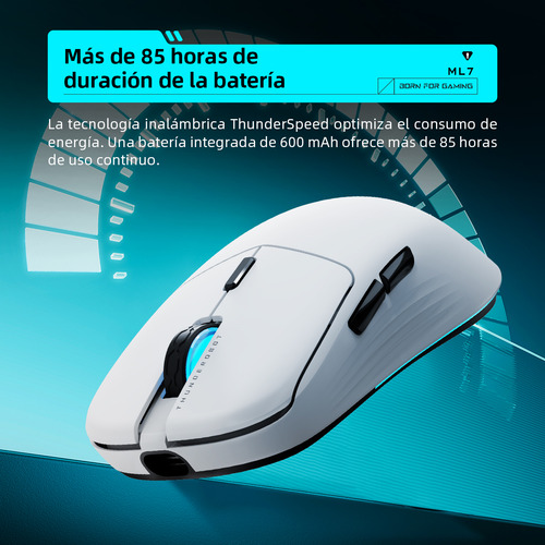 Mouse Gamer Inalambrico Ml7 Paw3311 12000dpi Recargable