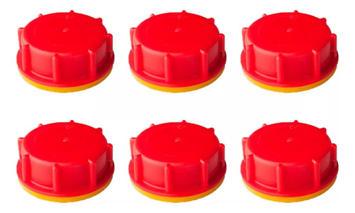 Tapa Plastica Para Bidones Garrafa 10 - 50 Litros 60mm 6 Pzs Color Rojo 60 Mm