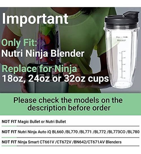 Taza Licuadora 24oz Para Ninja Bn401 Bn751 Bn801 Bn800