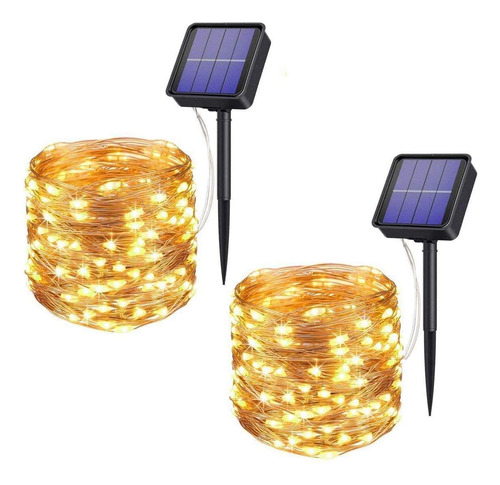 Faixa De Led De 20 M, 8 Modos, Luzes Solares Para Jardim Ao