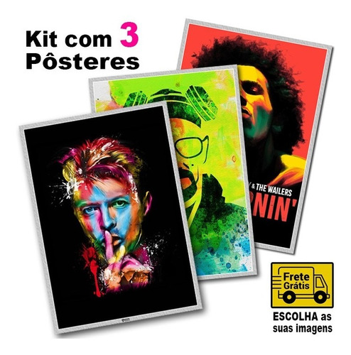 Kit Com 3 Posteres De Rock No Tamanho A2 60x42cm