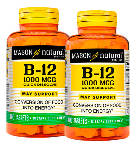 Vitamina B-12 1000 Mcg (100 Tab Subl) Pack X2
