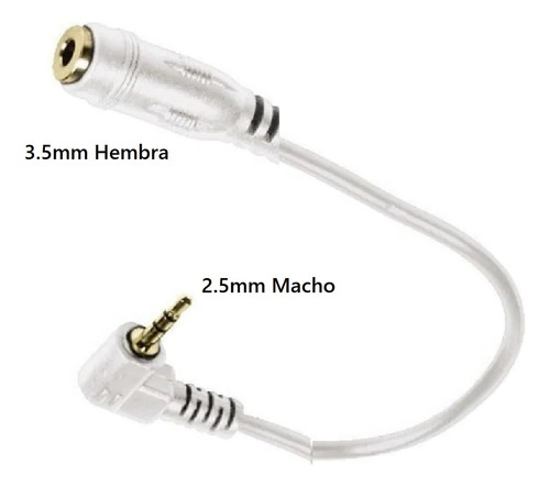 Cable Audio Plug Hembra 3.5 Mm A Macho 2.5 Mm Audifono