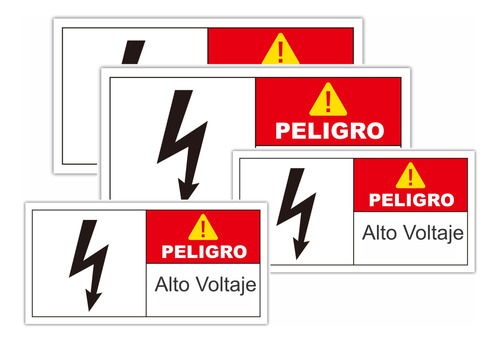 Calcomanía  Seguridad Reflectiva Alto Voltaje Kit X 4u 