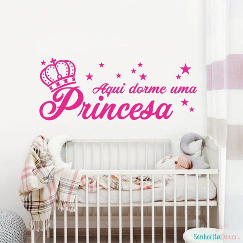 Adesivo De Parede Meninas Aqui Dorme Uma Princesa