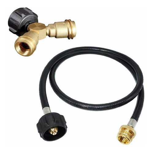 Propane Y Splitter 2 Way Solid Brass Tee Connector + 4ft Pro