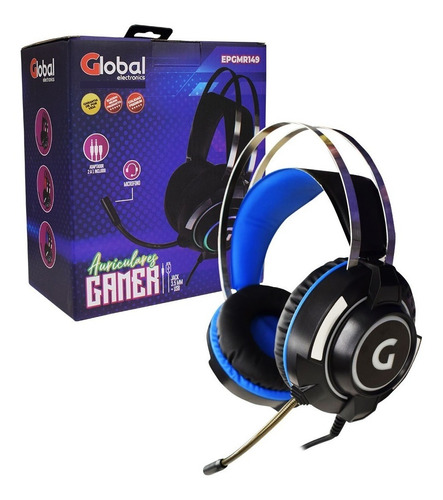 Auricular Gamer Con Microfono Y Luces Stereo Epgmr149 Azul
